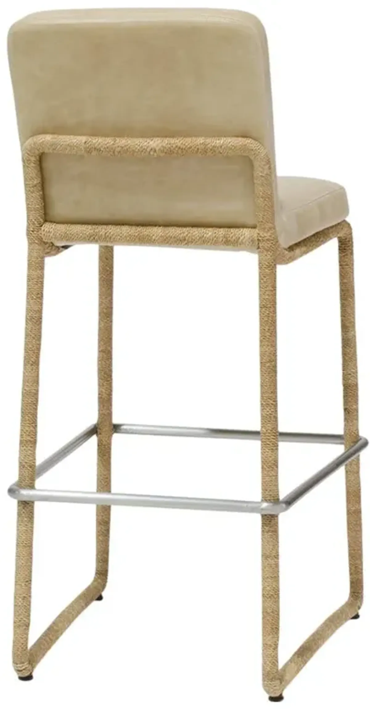 Palecek Stillwater Coastal Modern Rope Wrap Tan Leather Bar Stool