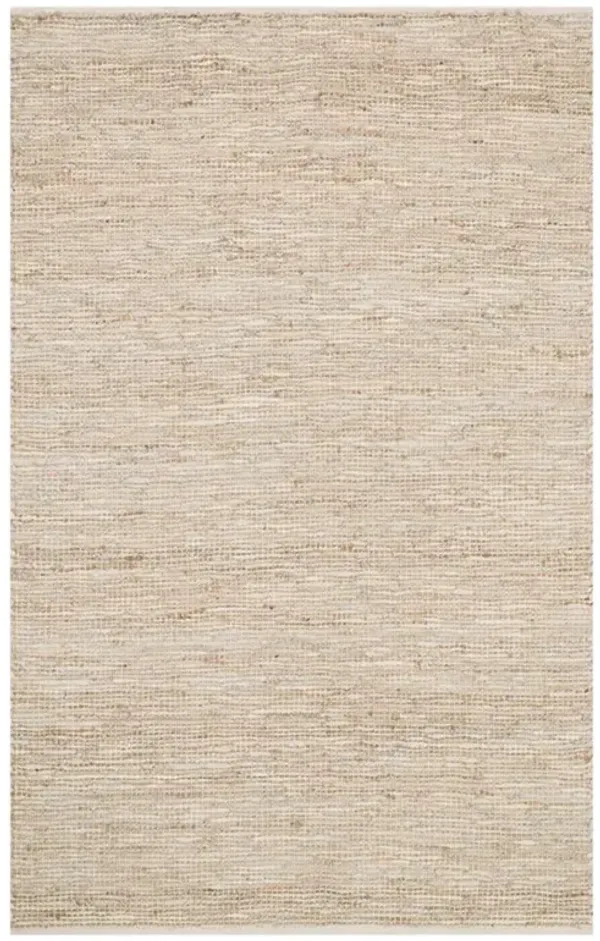 Orlin Coastal Ivory Jute Leather Woven Rug - 3'6"x5'6"