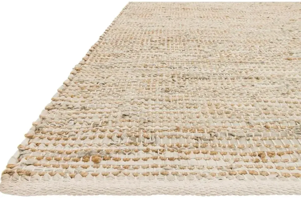 Orlin Coastal Ivory Jute Leather Woven Rug - 5'x7'6"
