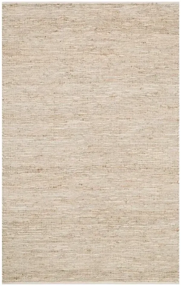 Orlin Coastal Ivory Jute Leather Woven Rug - 5'x7'6"