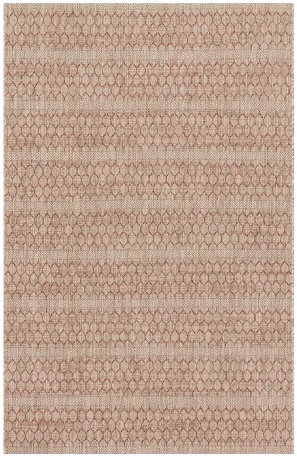 Selric Global Rust Red Beige Pattern Indoor Outdoor Rug - 7'10"x10'9"