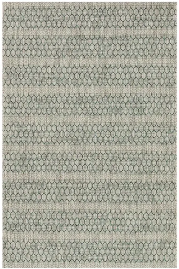 Selric Global Teal Grey Pattern Indoor Outdoor Rug - 5'3"x7'7"