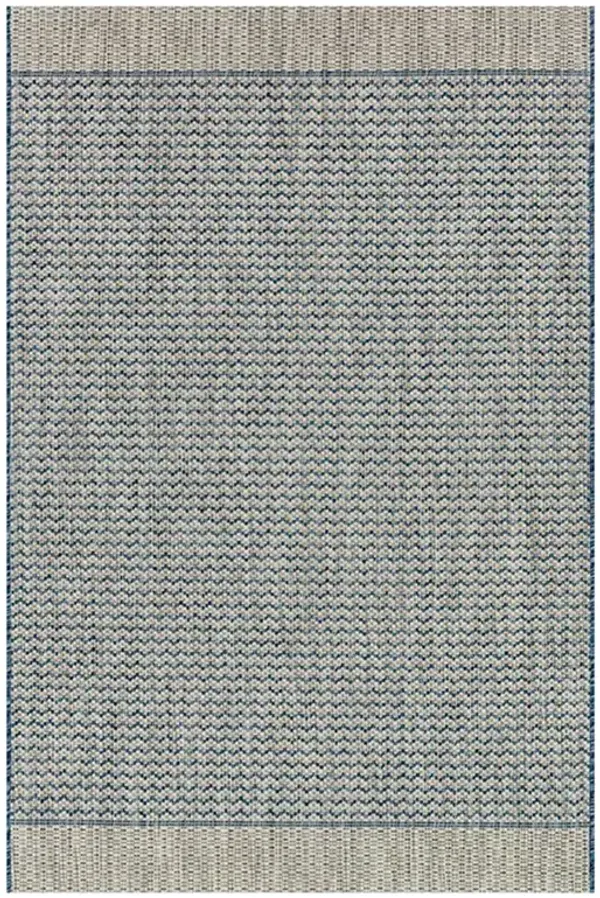 Selric Bazaar Grey Blue Zig Zag Indoor Outdoor Rug - 3'11"x5'10"