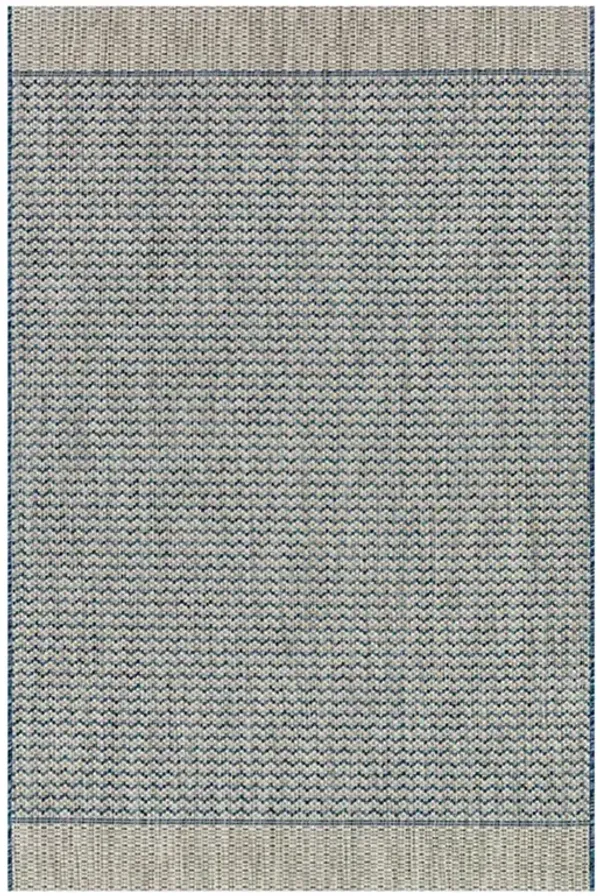 Selric Bazaar Grey Blue Zig Zag Indoor Outdoor Rug - 9'2"x12'1"