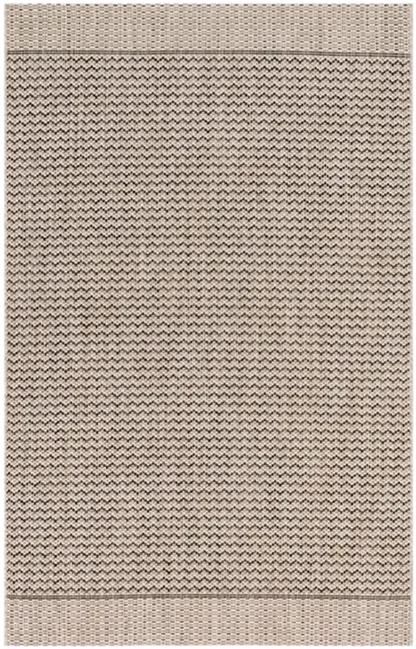 Selric Coastal Black Grey Zig Zag Indoor Outdoor Rug - 7'10"x10'9"