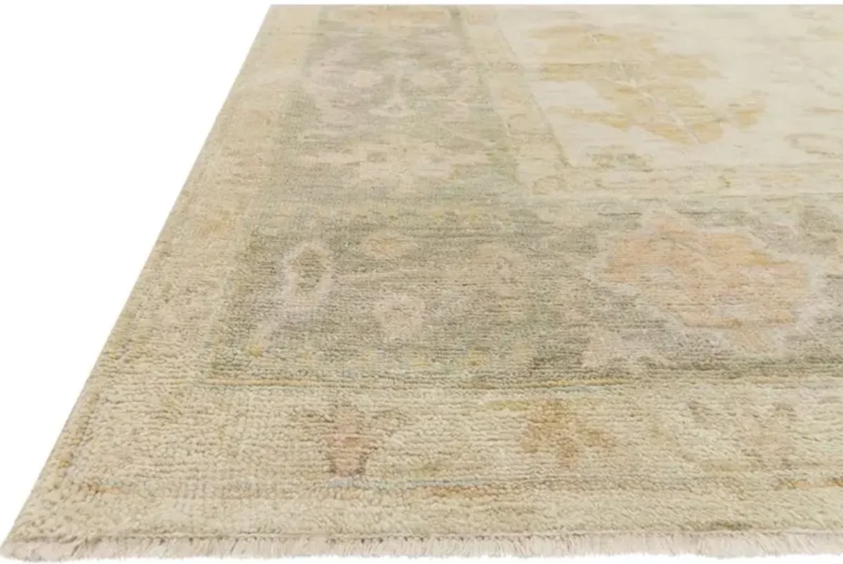 Forrest French Country Antique Ivory Moss Wool Patterned Hand Knotted Rug - 5'6"x8'6"