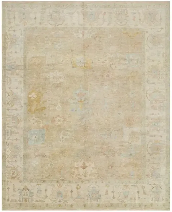 Forrest French Country Antique Dune Sky Wool Patterned Hand Knotted Rug - 5'6"x8'6"