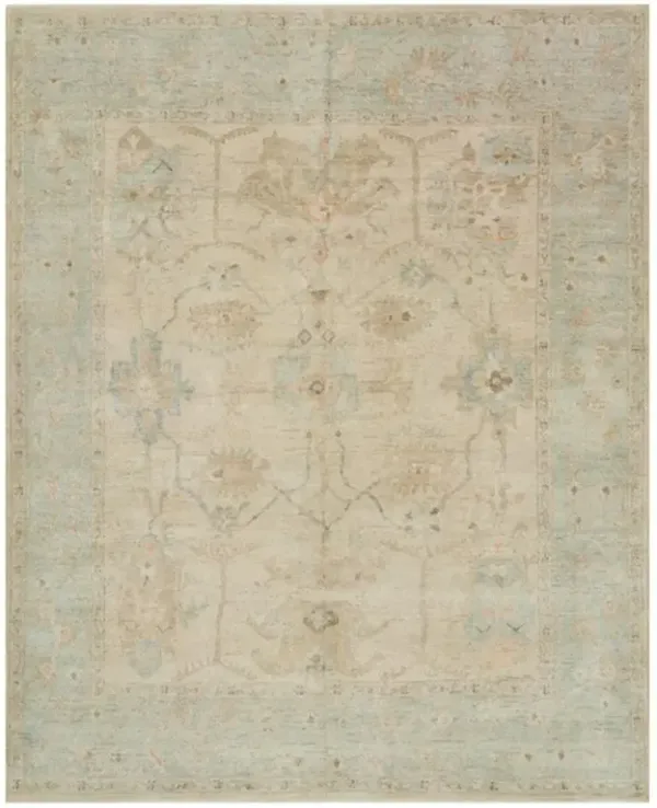 Forrest French Country Antique Blue Stone Wool Patterned Hand Knotted Rug - 4'x6'