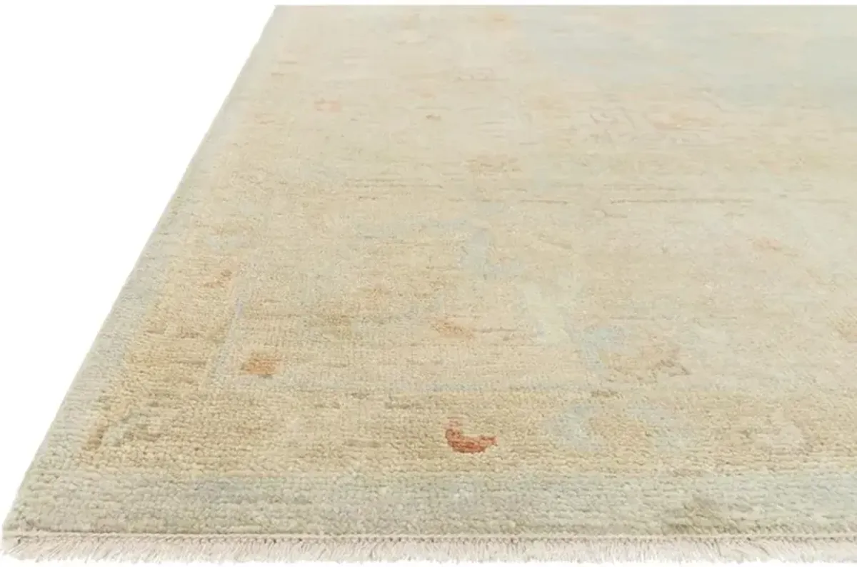 Forrest French Antique Mist Grey Blue Wool Patterned Hand Knotted Rug - 12'x15'