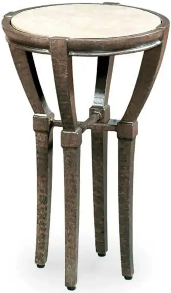 Century Andalusia Industrial White Stone Grey Aluminum Outdoor Side Drink Table