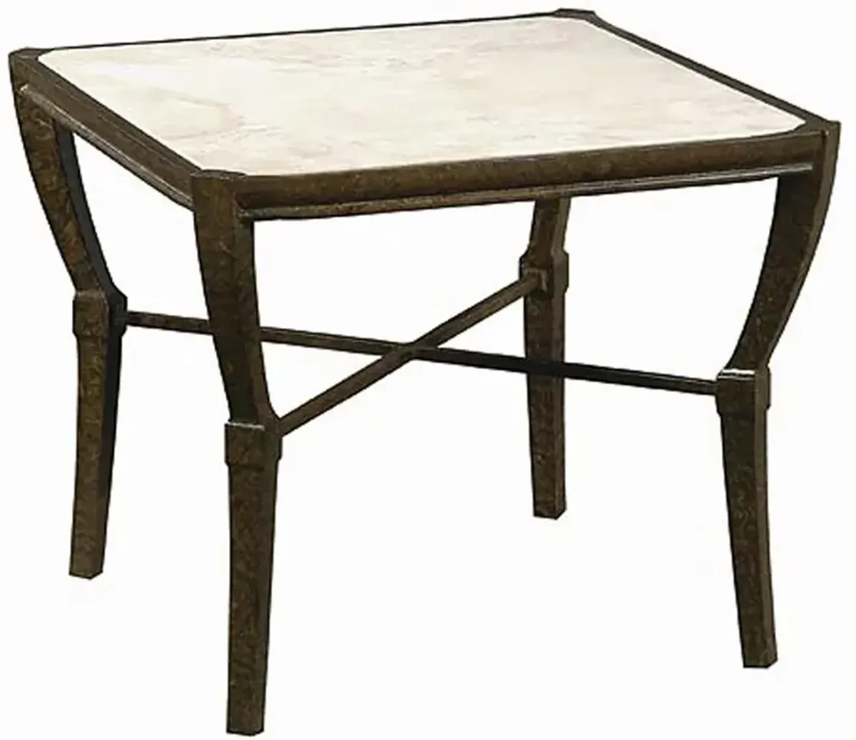 Century Andalusia Industrial White Limstone Brown Aluminum Square Side End Table