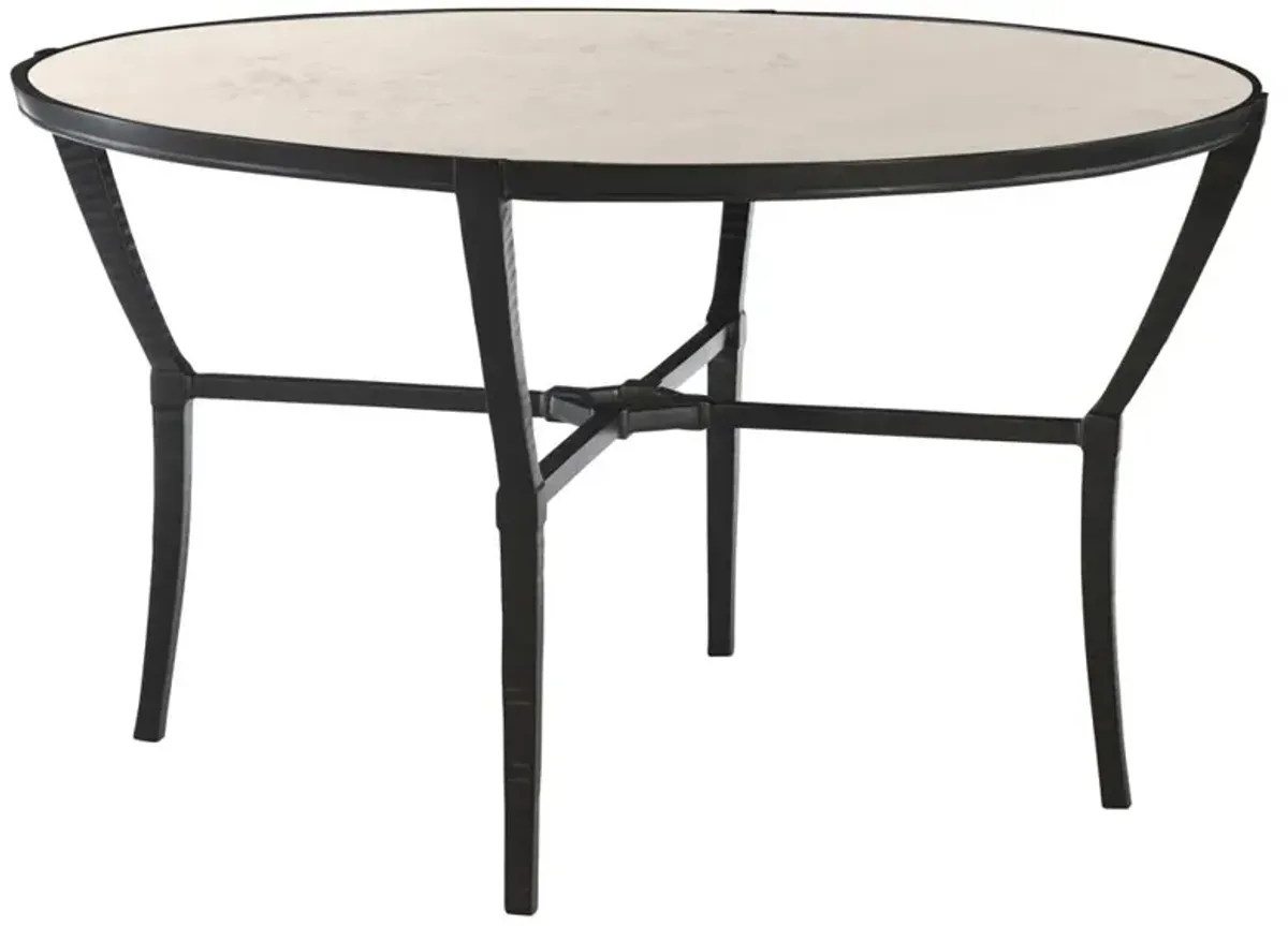 Century Andalusia White Limestone Brown Aluminum Outdoor Dining Table - 50"