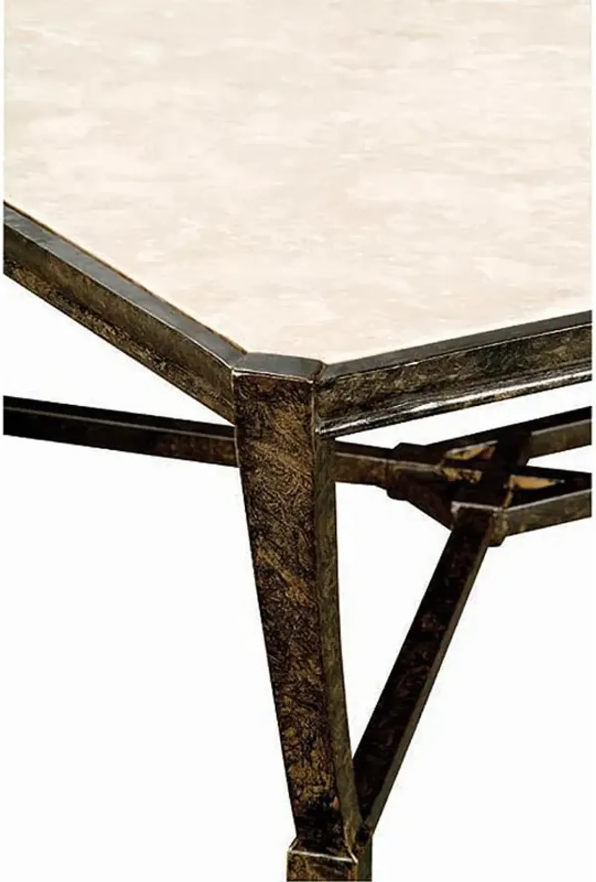 Century Andalusia White Limestone Brown Aluminum Outdoor Dining Table - 72"