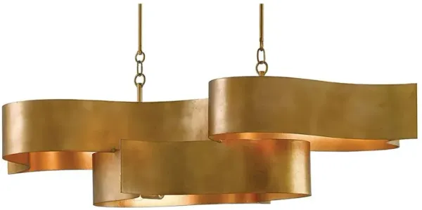 Jalbala Hollywood Regency Antique Gold Lotus Oval Chandelier