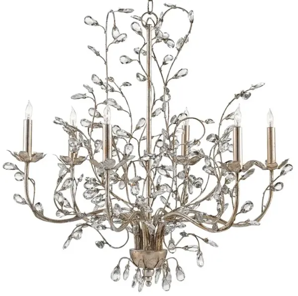 Brietta French Country Silver Iron Crystal Bud Chandelier - Medium