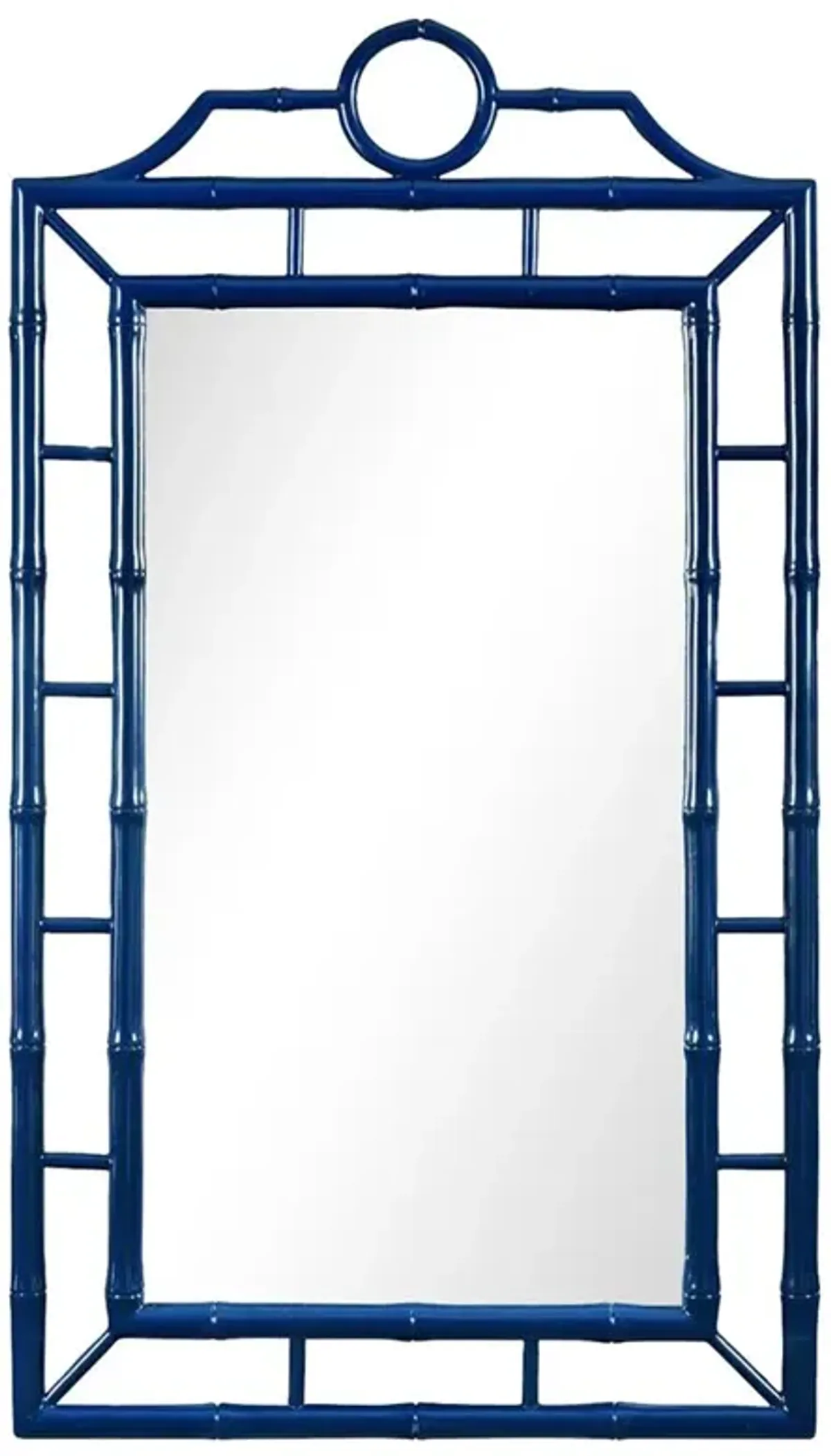 Chloe Global Deep Sea Blue Lacquer Bamboo Chinoiserie Wall Mirror