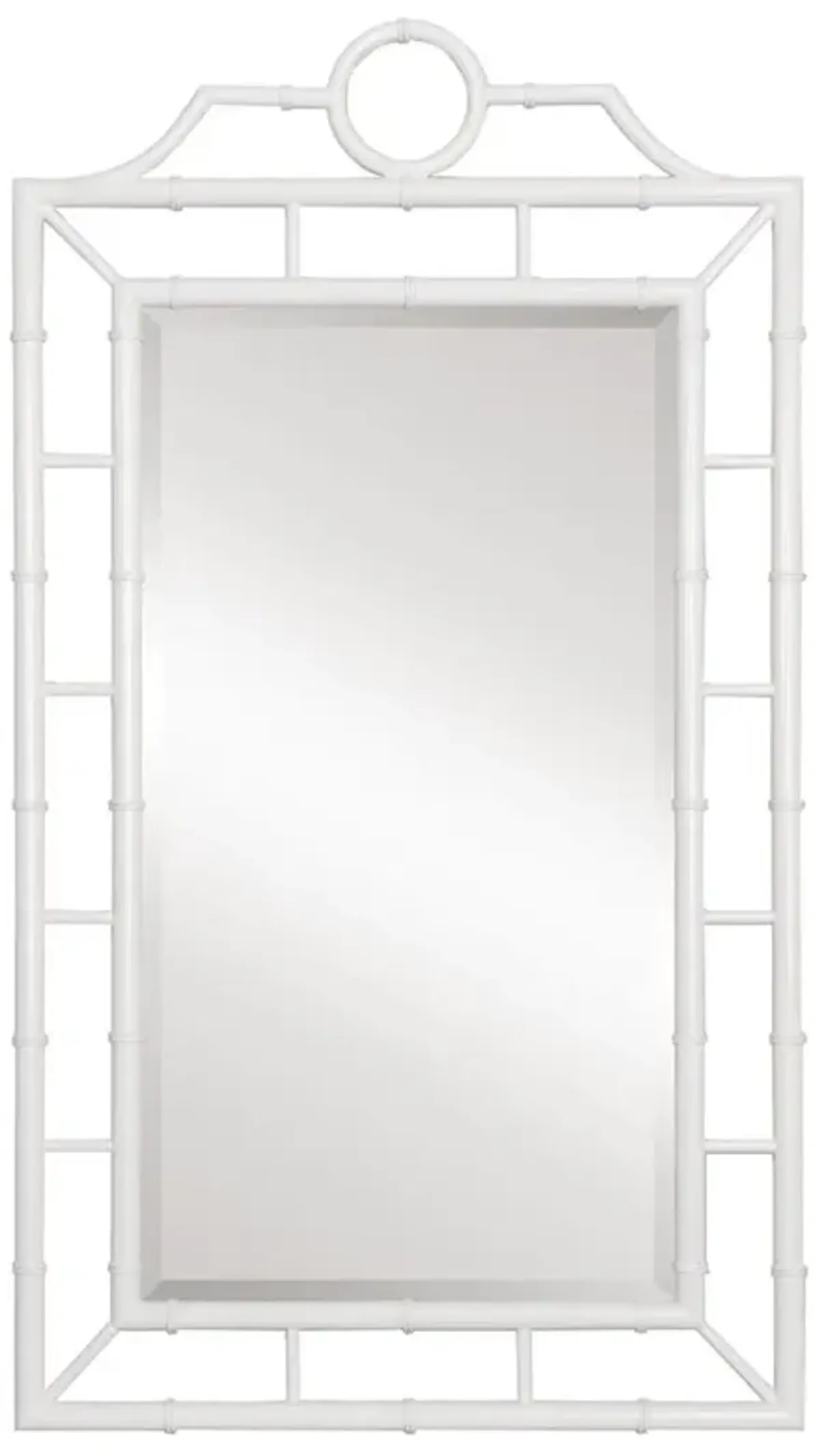 Chloe Global Eggshell White Lacquer Bamboo Chinoiserie Wall Mirror