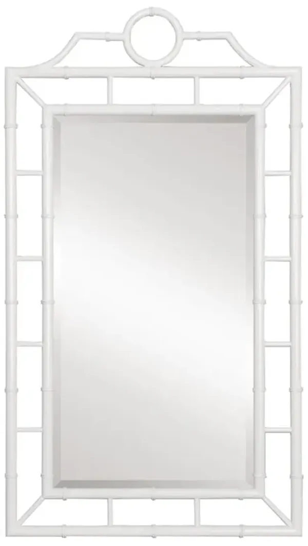 Chloe Global Eggshell White Lacquer Bamboo Chinoiserie Wall Mirror