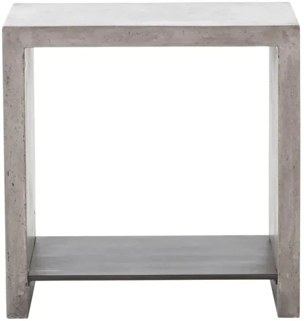 Matthew Industrial Loft Grey Concrete Rectangular Side Table