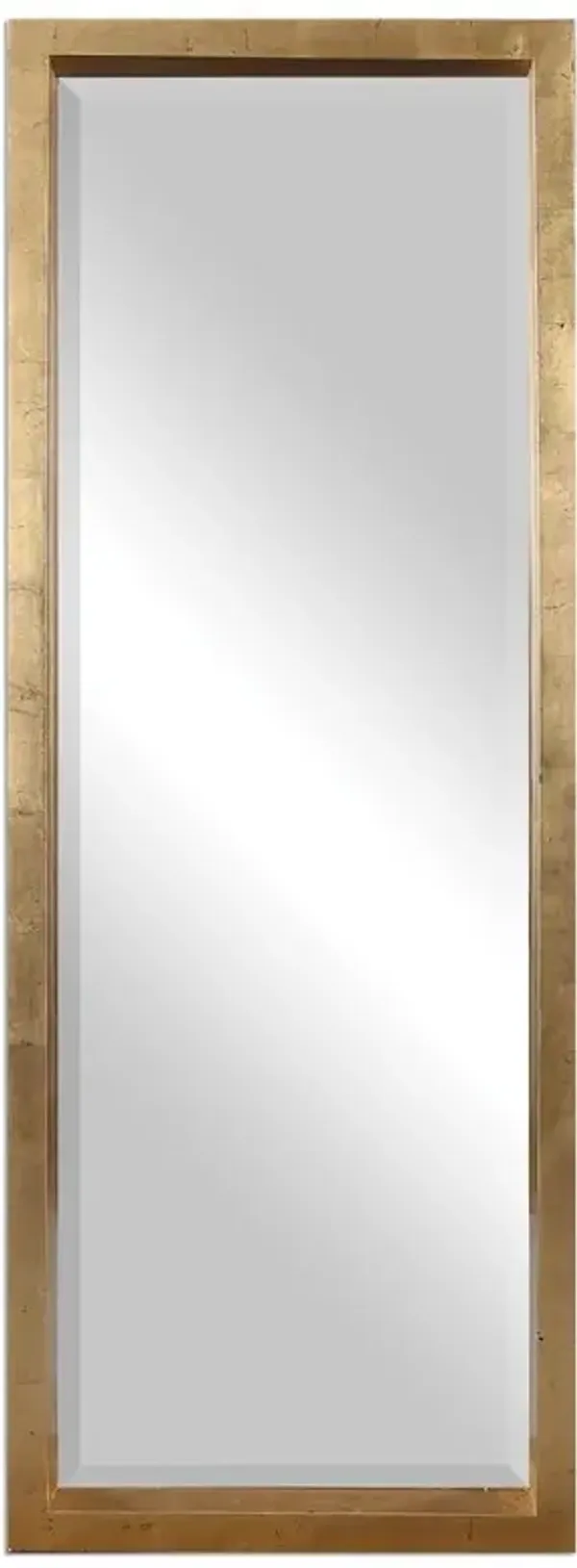 Eda Hollywood Antique Gold Block Floor Mirror