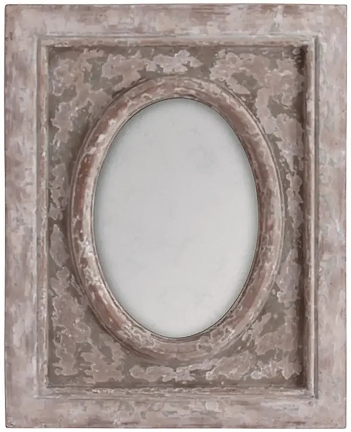 Leslie French Country Distressed Whitewash Wood Antique Wall Mirror