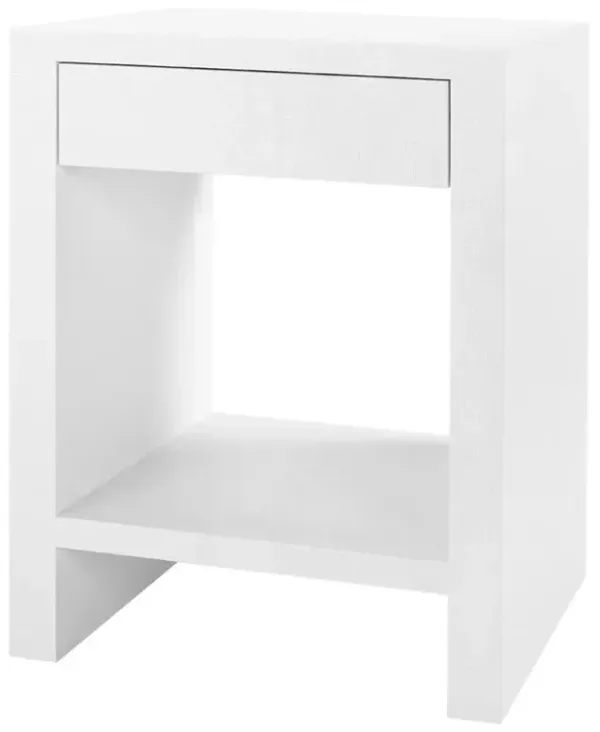 Morgan Coastal Beach Chiffon White Grass Cloth End Table