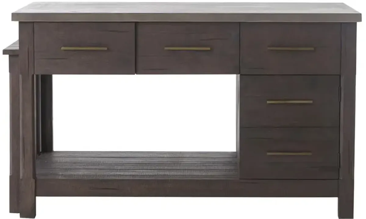 Koreen Modern 6 Drawer Grey Stone Top Extendable Kitchen Island Table - 60"W