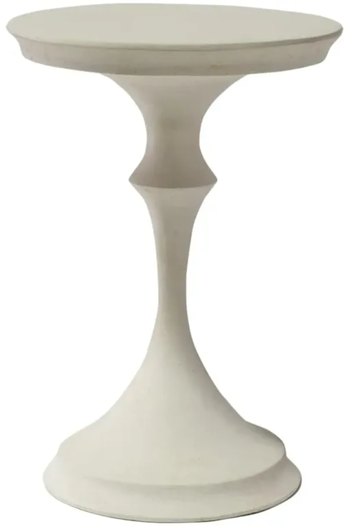 Palecek Spruce French Country White Stonecast Round Outdoor Pedestal Side Table