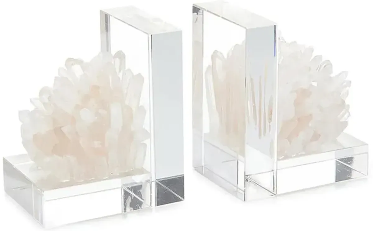 John-Richard Quartz Cluster Clear Crystal Bookends - Pair