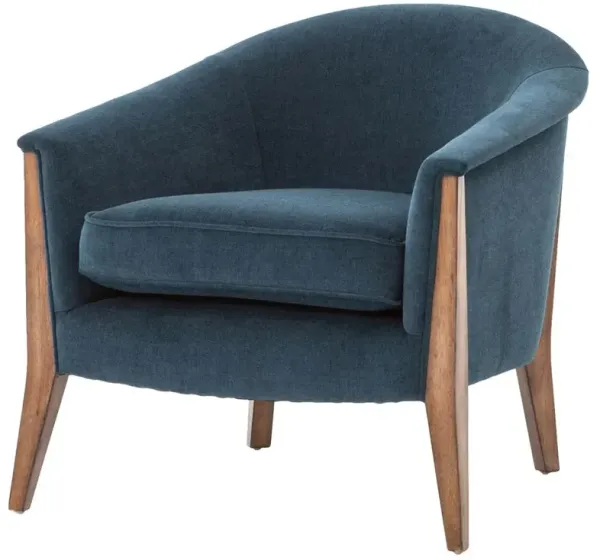Oana Mid Century Rolled Edge Blue Arm Chair