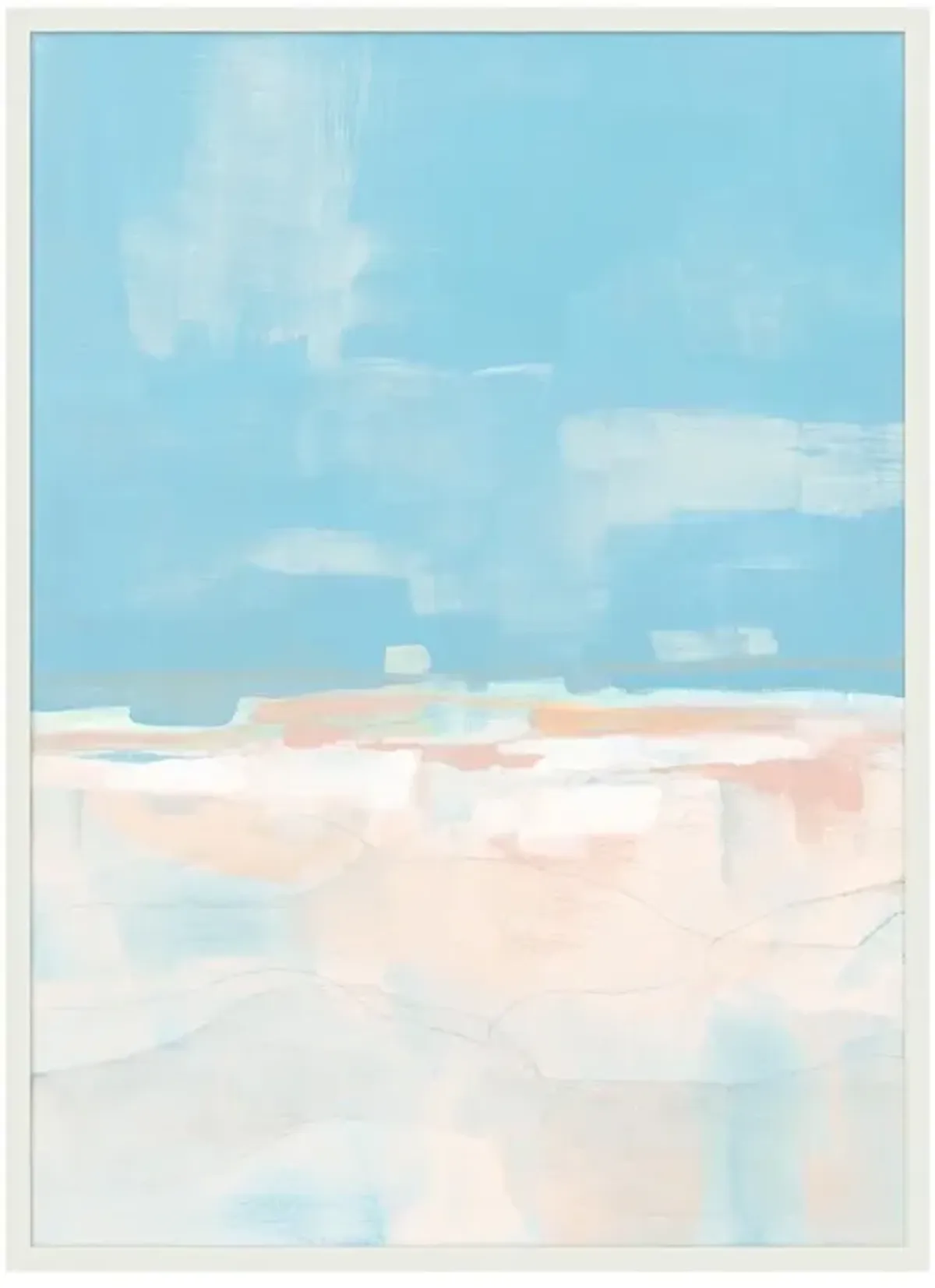 Ava Coastal Beach Blue Abstract White Frame Painting I