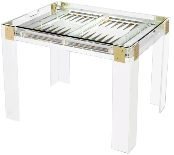 Pierre Modern Acrylic Brass Hinge Backgammon Table