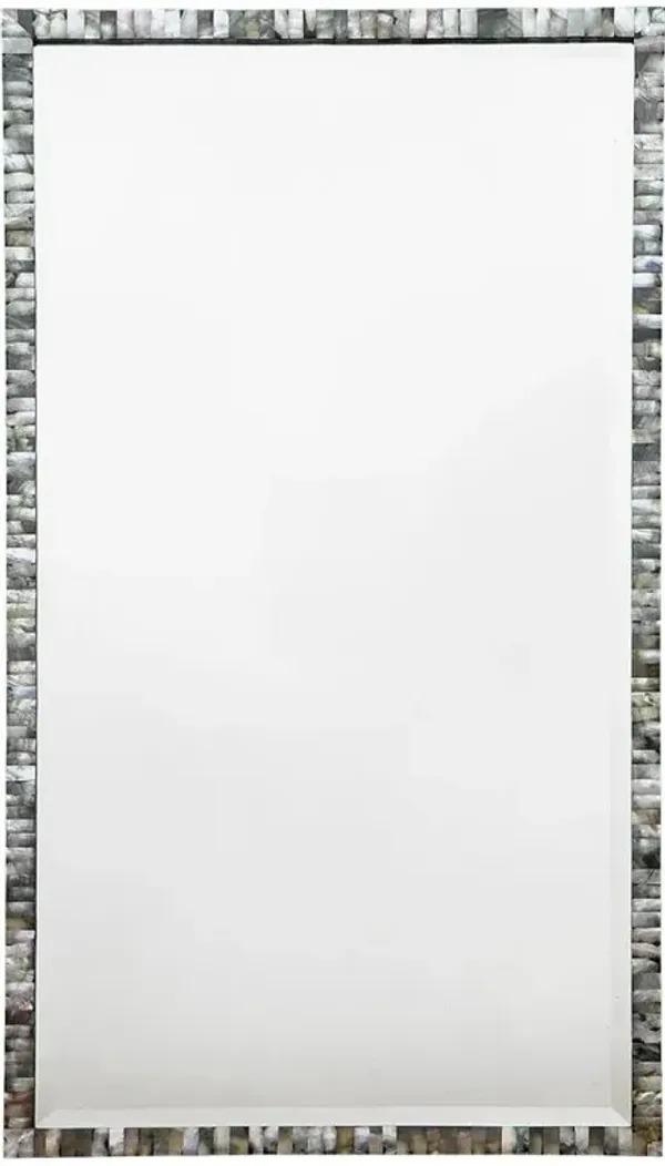 Pearl Coastal Grey Pearl Beveled Glass Rectangular Mirror - Medium