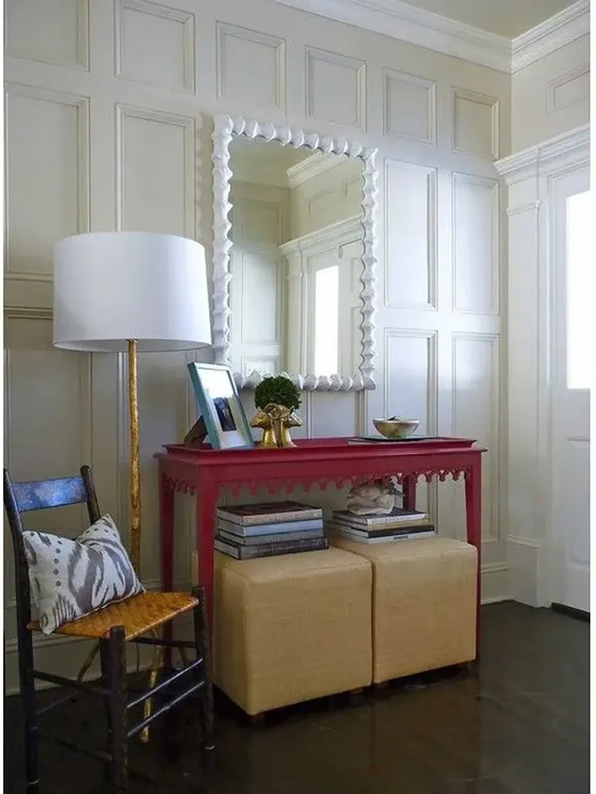 Small Clyde Frost White Wall Mirror - 42H