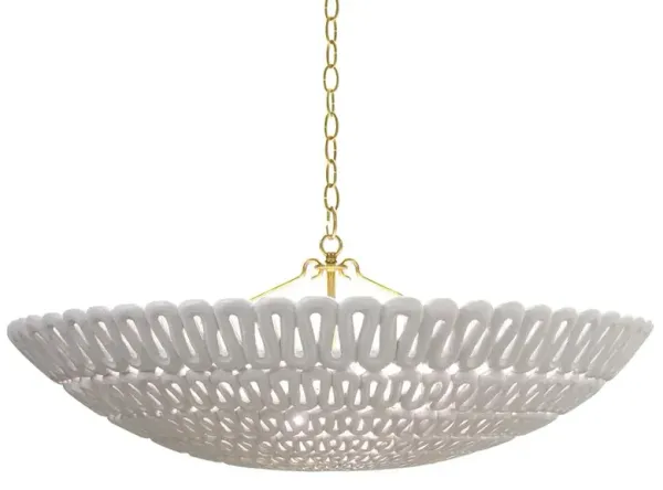 Pipa Modern Frost White Brass Hardware Ribbon Bowl Chandelier