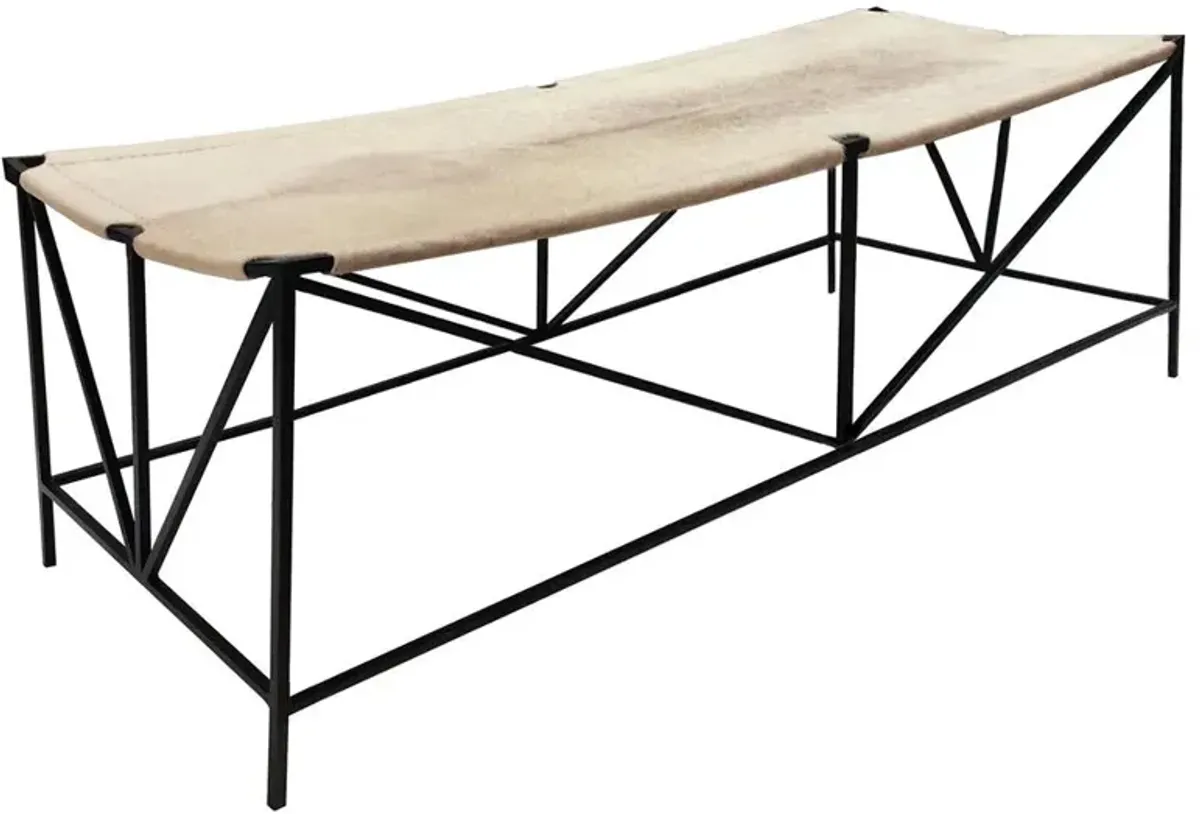 Darius Modern Classic Light Hide Leather Antique Bronze Bench