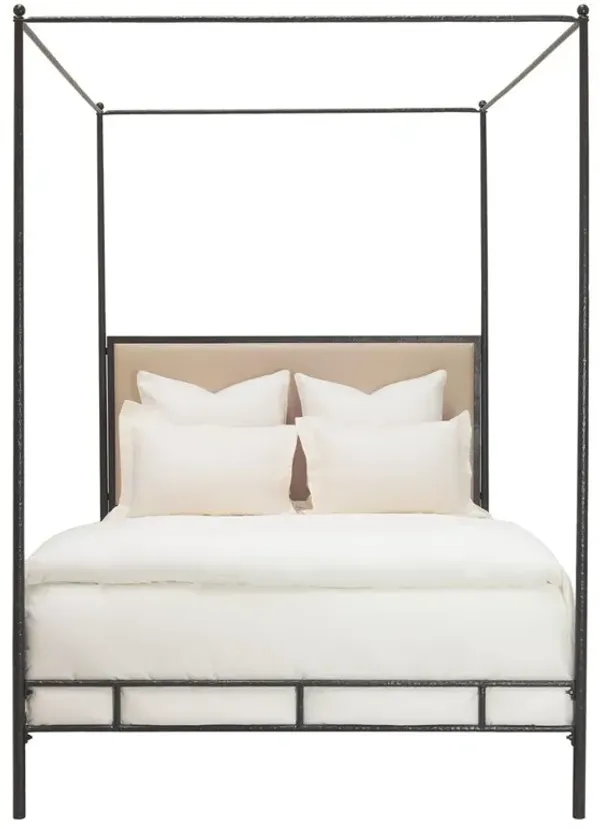 Marco Hammered Bronze Leather Canopy Bed - King