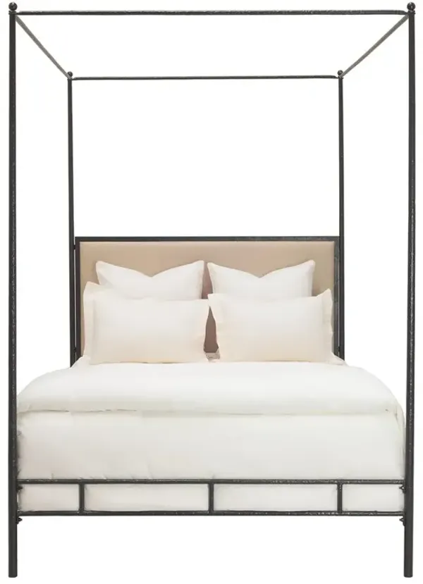 Marco Hammered Bronze Leather Canopy Bed - Cal King