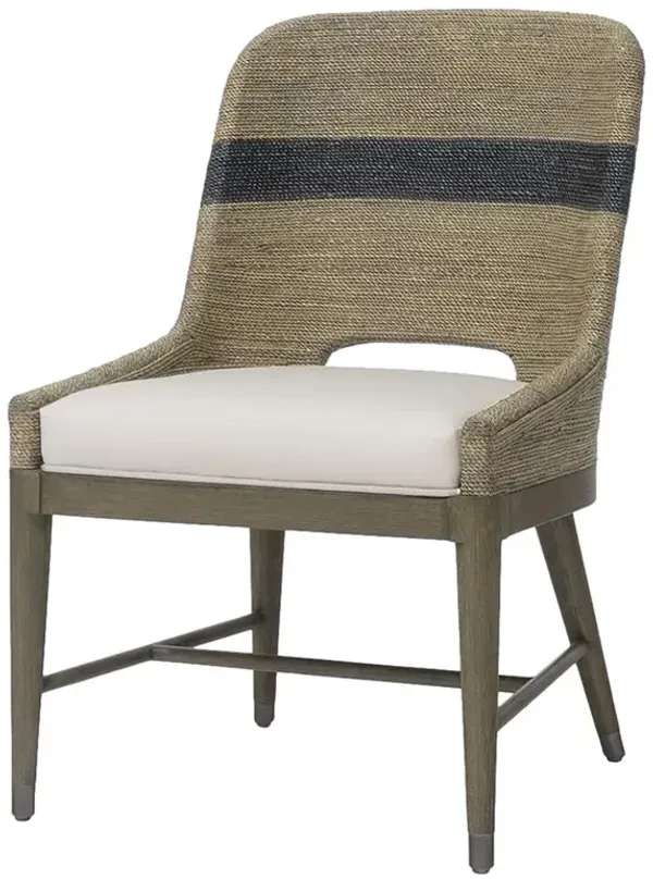 Palecek Fritz Coastal Beach White Performance Striped Grey Rope Side Chair
