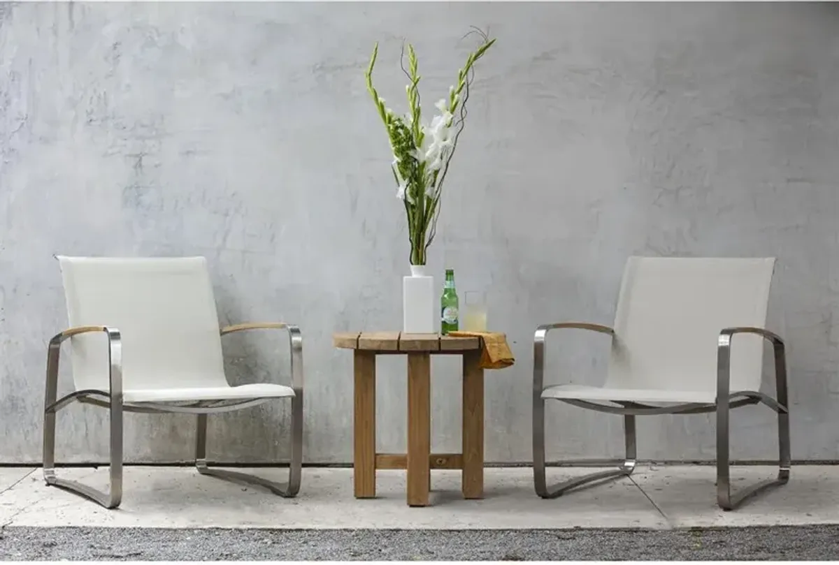 Croquet Coastal Natural Teak Round Outdoor Side End Table