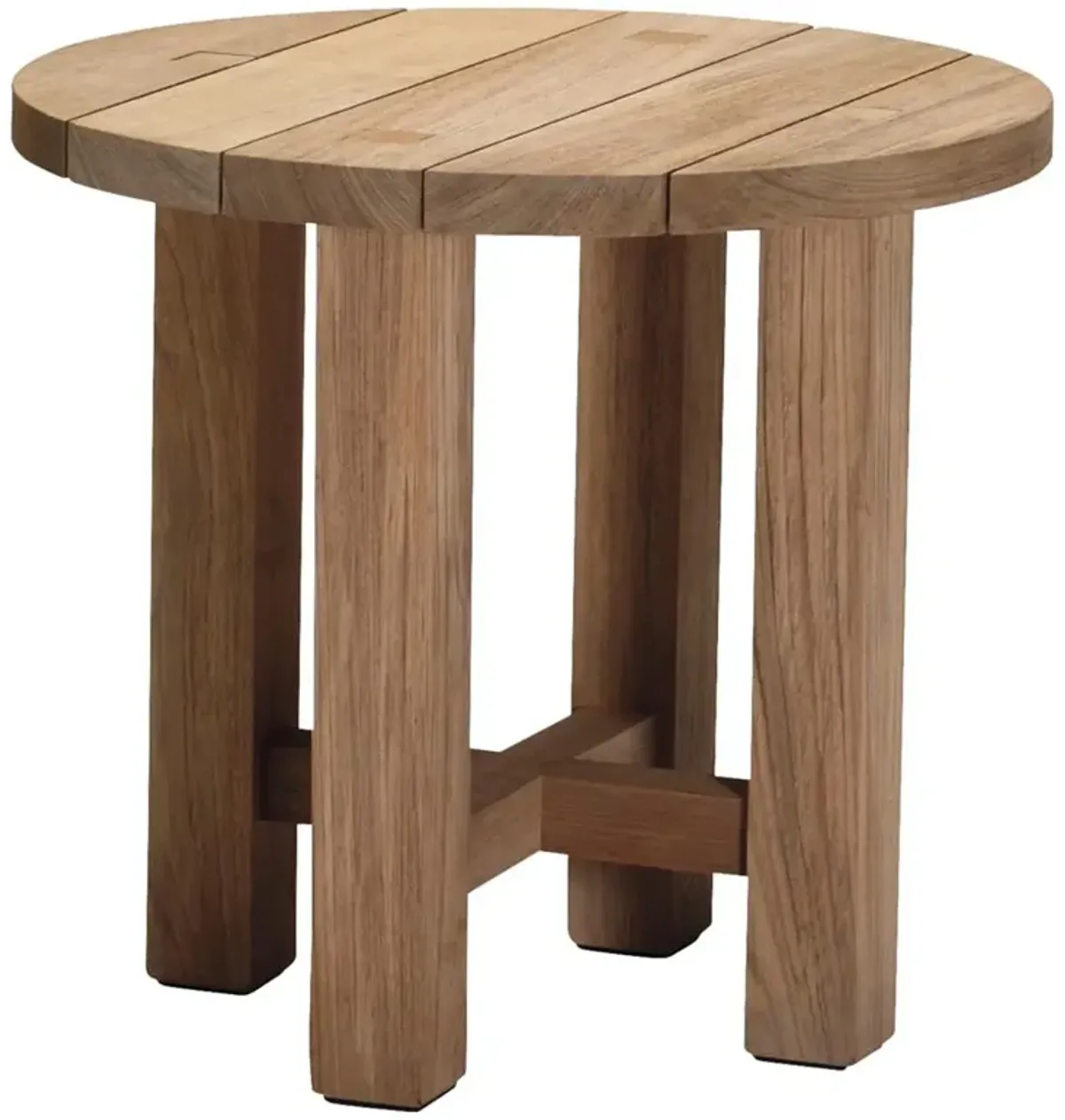 Croquet Coastal Natural Teak Round Outdoor Side End Table