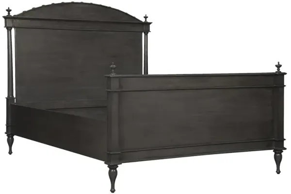 Odessa Updated Traditional Black Mahogany Wood Arched Bed - Queen