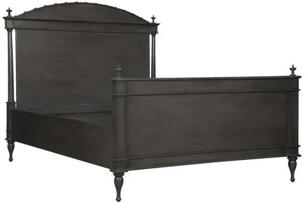 Odessa Updated Traditional Black Mahogany Wood Arched Bed - King