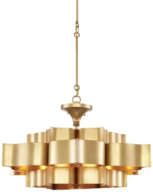 Jalbala Hollywood Gold Leaf Lotus Chandelier - Large