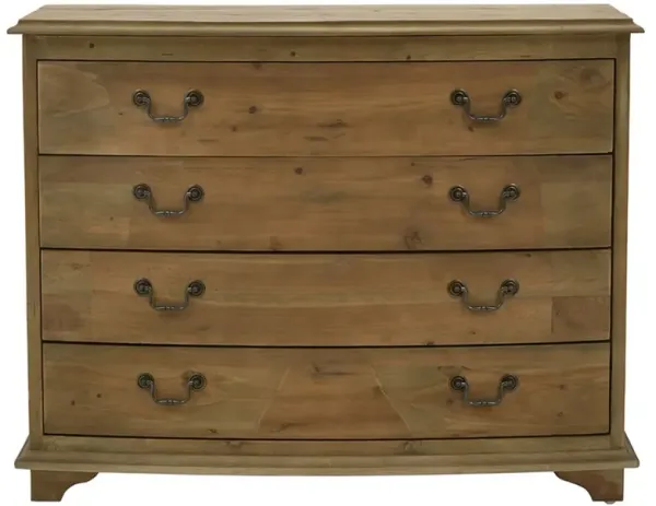 Fatima French Country Pine Bowfront 4 Drawer Dresser