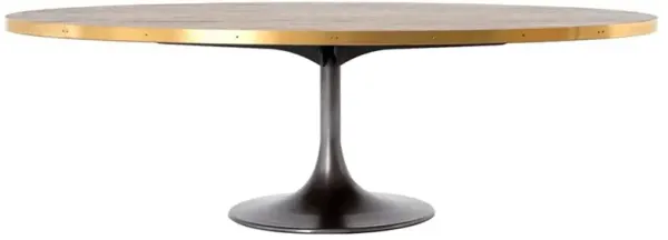 Cressley Industrial Polished Brass Grey Iron Oval Dining Table - 98"W