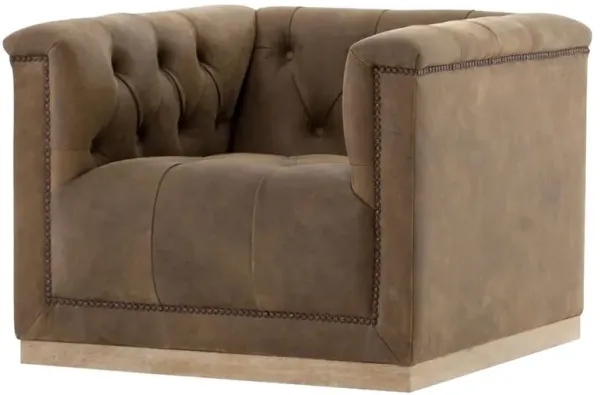 Emmy Rustic Lodge Dark Brown Leather Tufted Nailhead Trim Swivel Club Chair