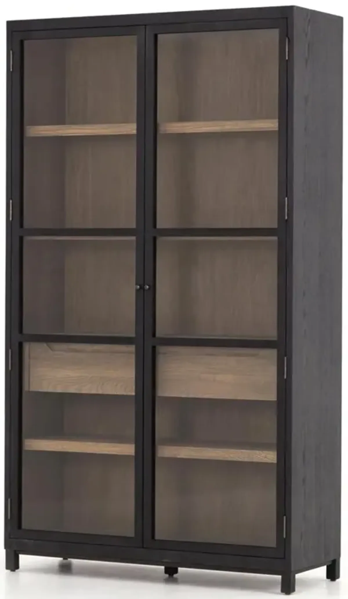 Clarence Rustic Lodge Black Oak Wood Clear Glass Door Display Case