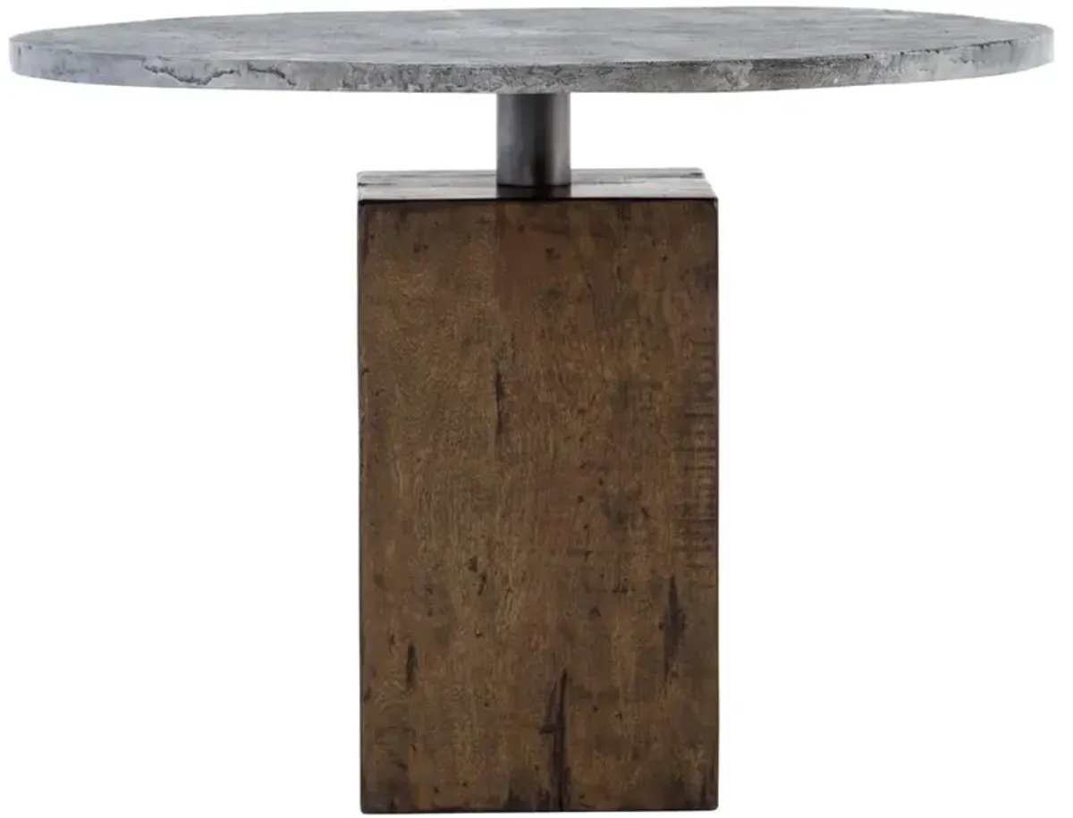 Levitan Industrial Grey Aluminum Brown Reclaimed Wood Round Table - 42"