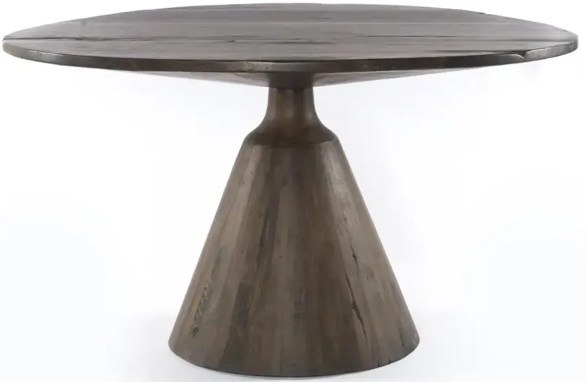 Jolina Mid Century Modern Dark Brown Reclaimed Wood Round Dining Table - 54"W